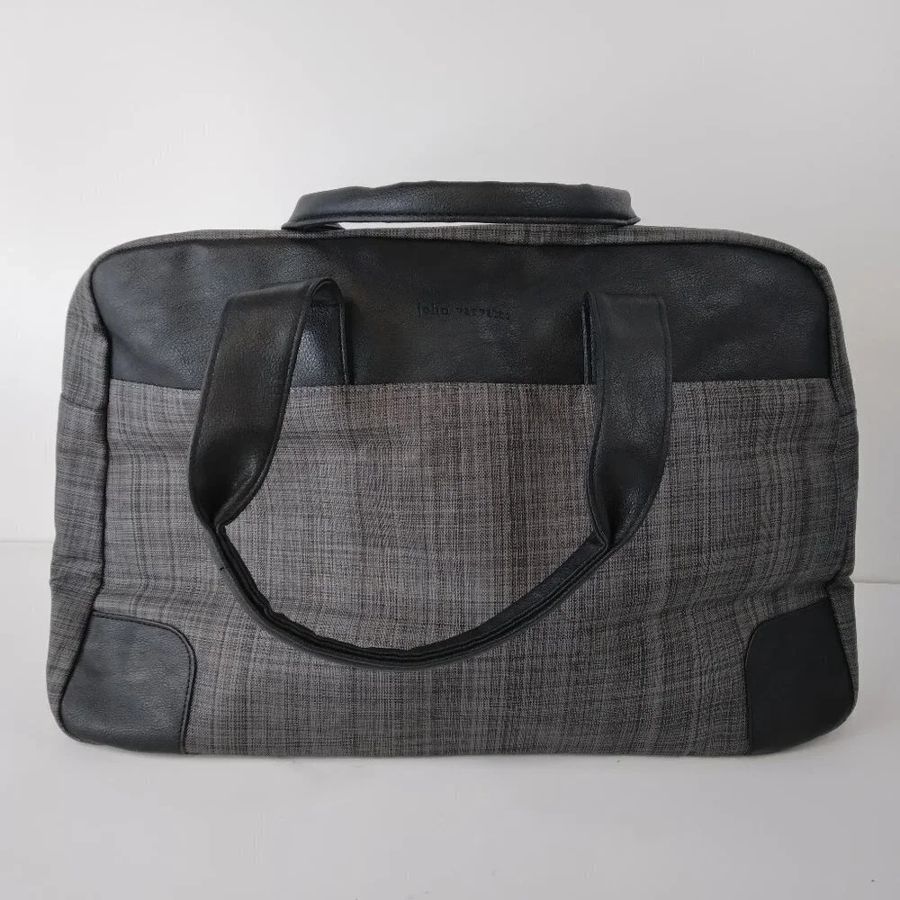 JOHN VARVATOS Designer Weekender Duffle Bag Grey and Black Travel Bag